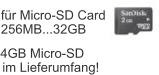 für Micro-SD Card 256MB...32GB 4GB Micro-SD im Lieferumfang!